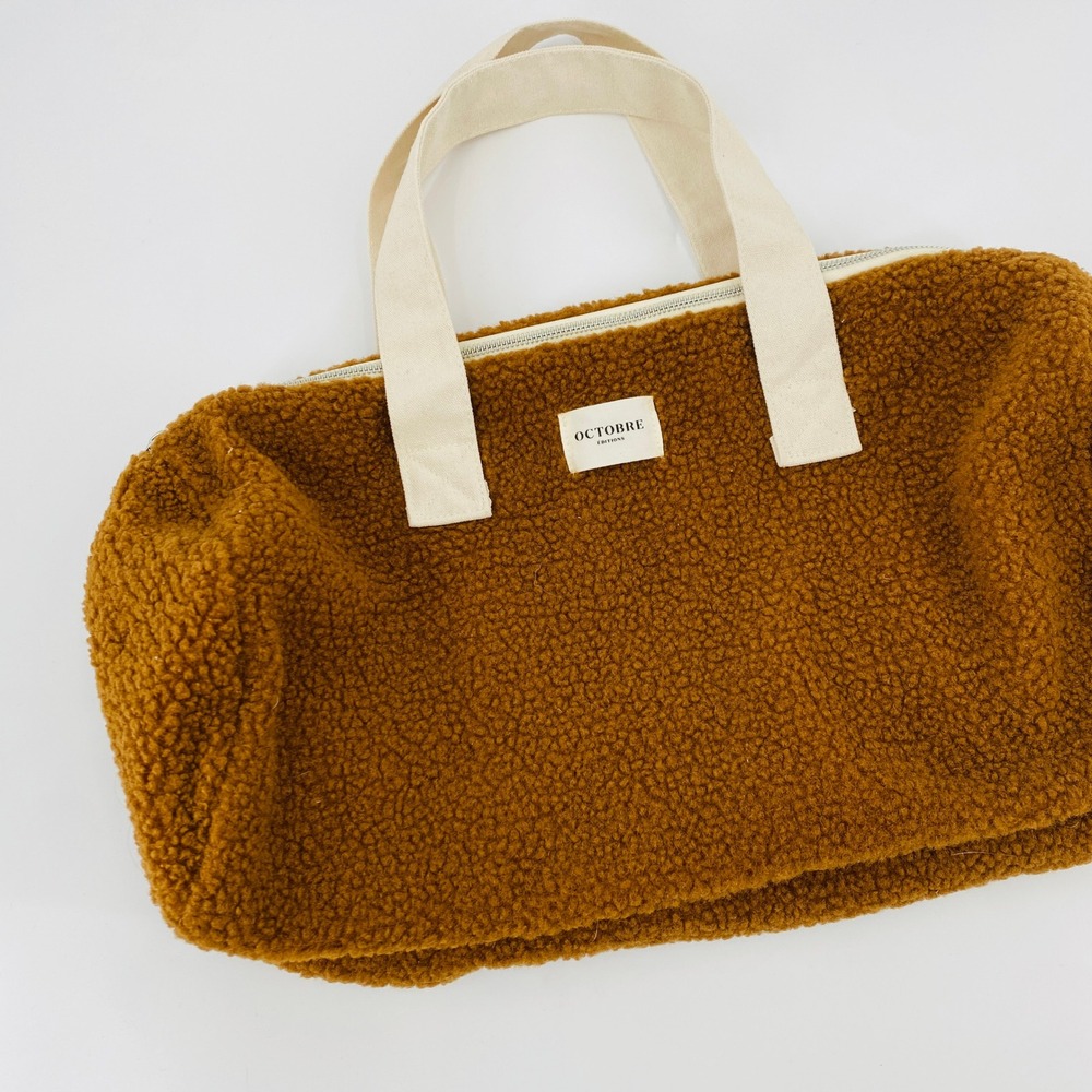 Sezane Octobre‎ Editions Duffle Bag Brown Sherpa Fleece Weekend Travel